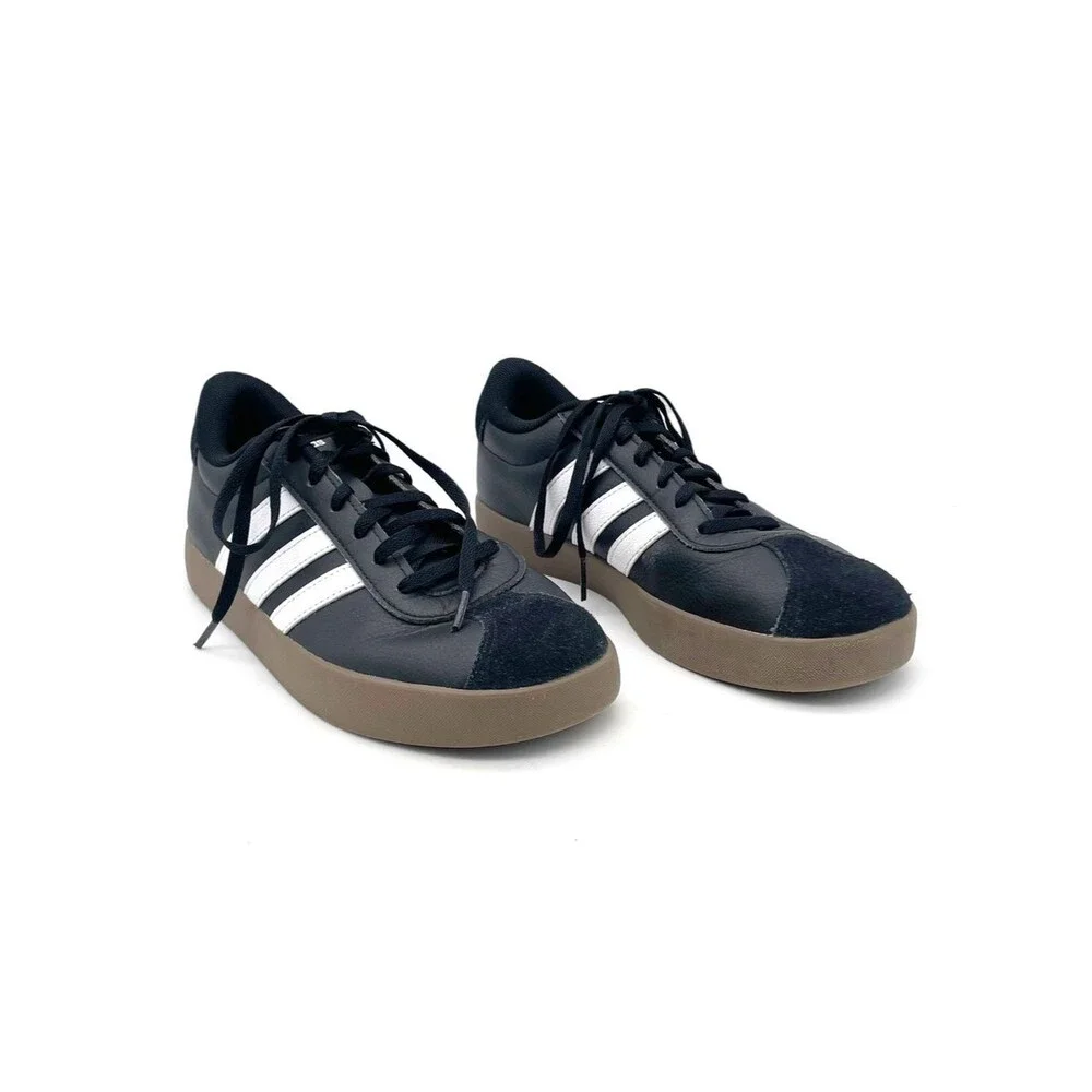 Adidas VL Court 3.0 Big Kids Youth Size 6 Black White Gum Sneakers Shoes